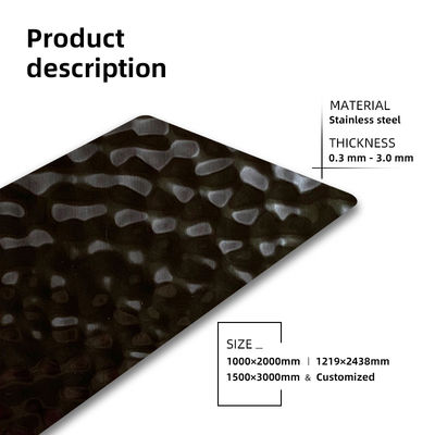 Black Water Ripple Stainless Steel Sheet Ss 201 304 Metal Decorative Plate