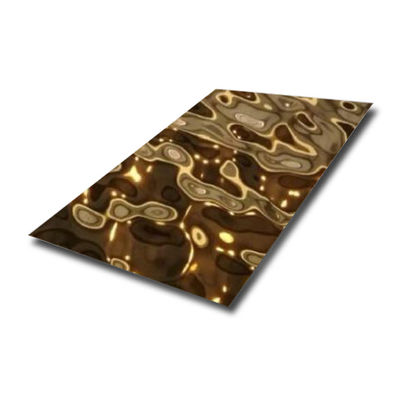 Champagne Gold Color Water Ripple Stainless Steel Sheet 0.3mm 0.4mm Thickness