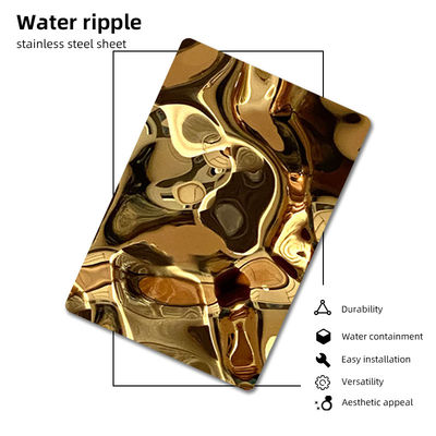 Titanium Gold Mirror Water Ripple Stainless Steel Sheet For Wall Decorative Panels
