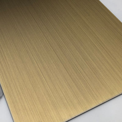 1219*2438mm 0.55mm 304 Stainless Steel Sheet Antique Brass Hairline AFP Design Plate