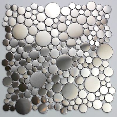 Stainless Steel Silver Mosaic Tiles Bathroom 8mm Metallic Penny Tile Grand Metal
