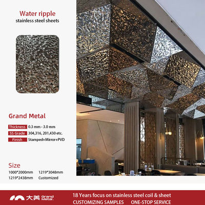Golden Water Ripple Hammered Decorative Stainless Steel Sheet For ...
