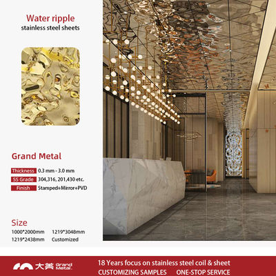 Water Ripple Hammered Color Decorative Stainless Steel Sheet Stainless Steel 304 Wall Panels
