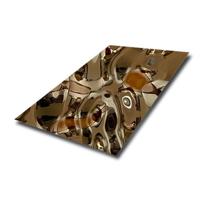 Rose Gold Water Ripple Stainless Steel Sheet 3.0mm Thickness Water Ripple Stainless Steel Panel