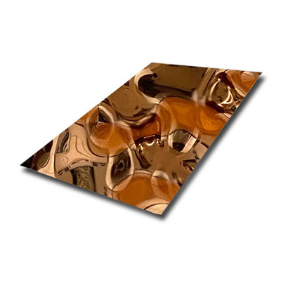 Rose Gold Water Ripple Stainless Steel Sheet 3.0mm Thickness Water Ripple Stainless Steel Panel