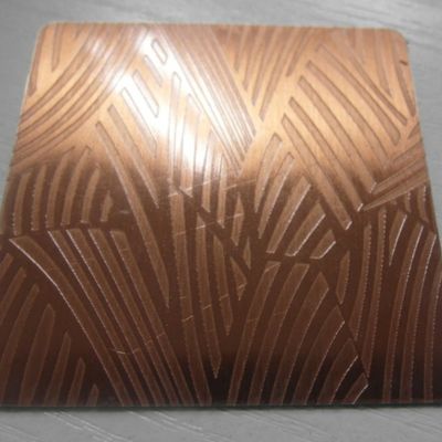 Gold Mirror Etched Finish Patterned Stainless Steel Sheet 0.9mm For KTV Decoration