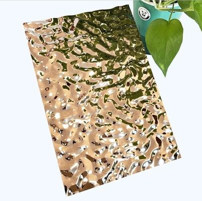 201 4x8 4x10 large water wave stainless steel plate mirror Rose gold water ripple stainless steel Sheet for Wall Panel