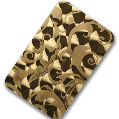 AISI 304 Gold 3D Laser Finish Stainless Steel Color Sheets For Wall Panel Decoration