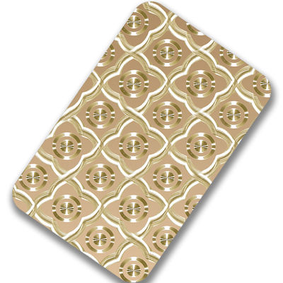 Gold Color Finish Stainless Steel Sheet 3D Laser Decor Pattern