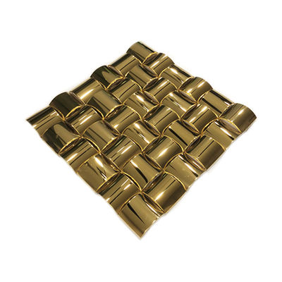 3D Arch Shape Mirror Gold Stainless Steel Mosaic Tile Metal 30X30MM