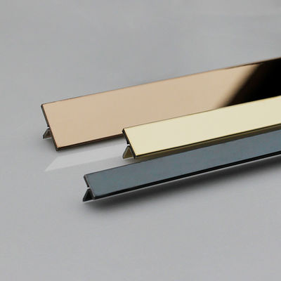 0.6mm Coating Pvd Gold Plated T Shaped Tile Edging SS201 304  Edging Border Trim Mirror Polish