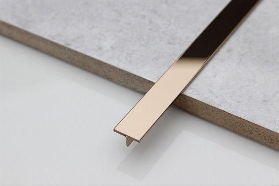 SS304 T Shaped 1mm 12mm Stainless Steel Tile Trim Mirror Rose Gold Decorative