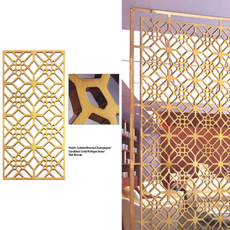 Custom SS Gold Metal Room Divider Laser Cut Divider Panels 3.0mm Thick