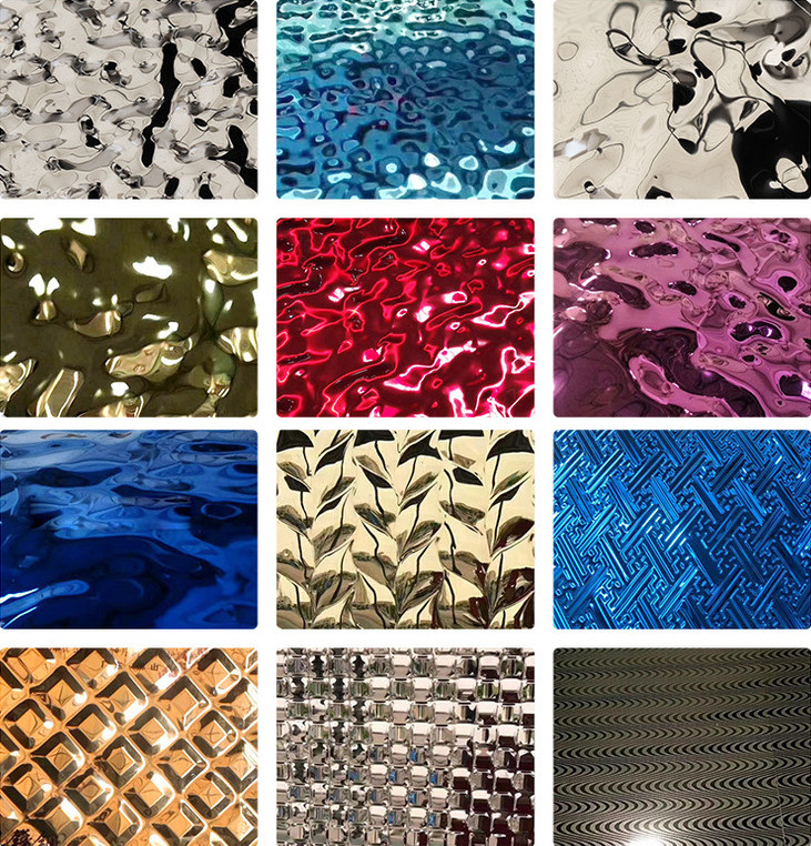Water Ripple Stamped PVD Stainless Steel Sheet Metal Cladding Decoration Material Anti Scar