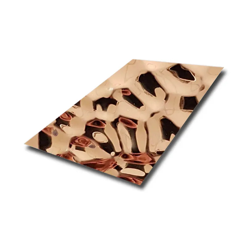 Rose Gold Water Ripple Stainless Steel Sheet 3.0mm Thickness Water Ripple Stainless Steel Panel