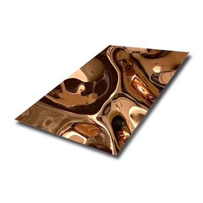 Good price Golden Large Water Ripple Stainless Steel Sheet Decorative Wall Panel Wear Resistance online