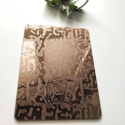 Good price Champagne Gold Rose Gold Bronze 304 Stainless Steel Sheet Etched Mirror Decorative Panel online