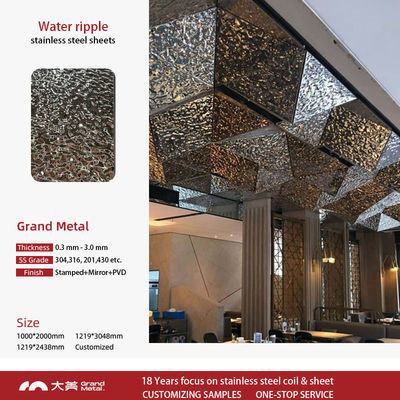 Good price 0.3mm Hammered Water Ripple Stainless Steel Sheet For Ceiling Panel Wall Cladding online