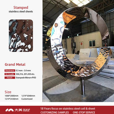 Good price ISO9001 Bending Stainless Steel Sheet Water Ripple Hammered Metal Plate online