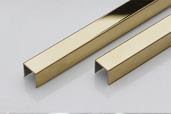 Good price Gold 316 Stainless Steel Tile Trim 20mm U Shaped Mirror Trim 0.5mm~3mm Thick online