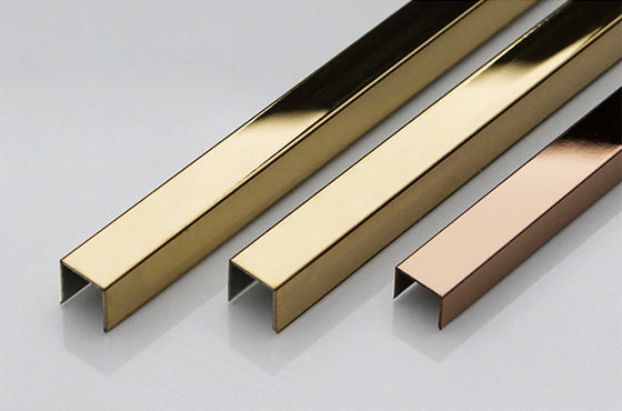 Good price Decorative Brushed Stainless Steel Tile Trim U Shape Square Wall Panel Gold Metal Tube Edge Profiles online