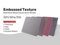 Embossed Stainless Steel Textures Sheet Customized 201 304 316 PVD Decoration Metal Plate